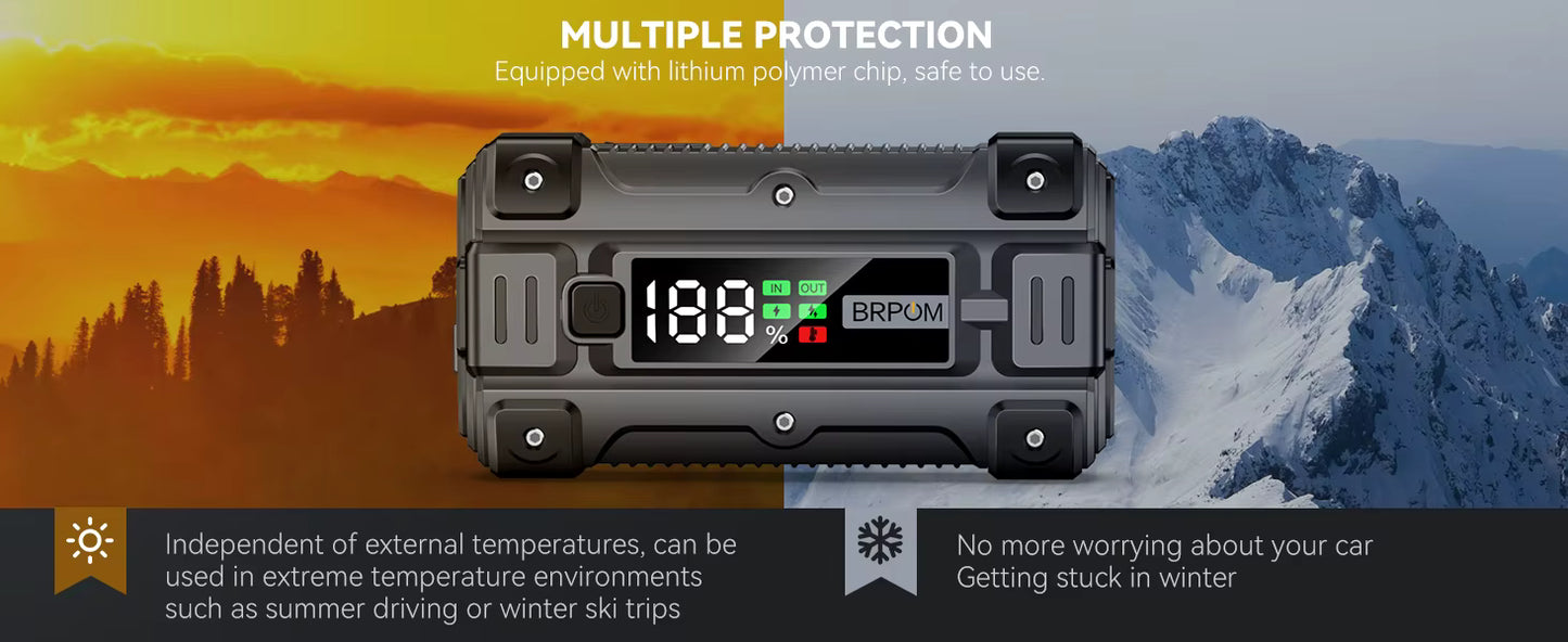 ProToolMode™ Car Jump Starter 5000A/4000A Battery Charger Emergency Power Bank Booster for 12V Gasoline and Diesel Vehicles Starting